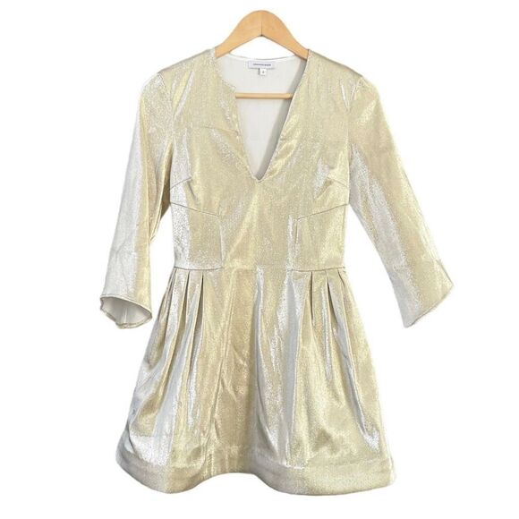 Cavanagh Baker Cara Dress Size 2 Gold Metallic Structured - Picture 2 of 6